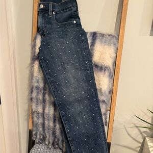 J. Crew Factory Dark Blue Straight Leg Jeans with White Dots